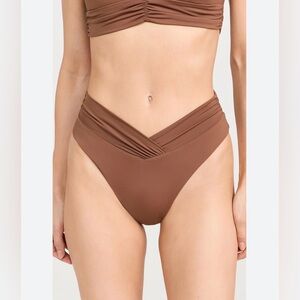 Free People Riot Swim V-Waist Brown Bikini Bottom only size X large